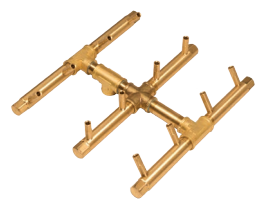 Crossfire 120K BTU Circle Tree-Style Brass Burner - CFBCTXL120 - Square Opening