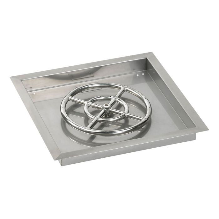 American Fire Glass Square Drop-in Fire Pit Burner Pan Match Light