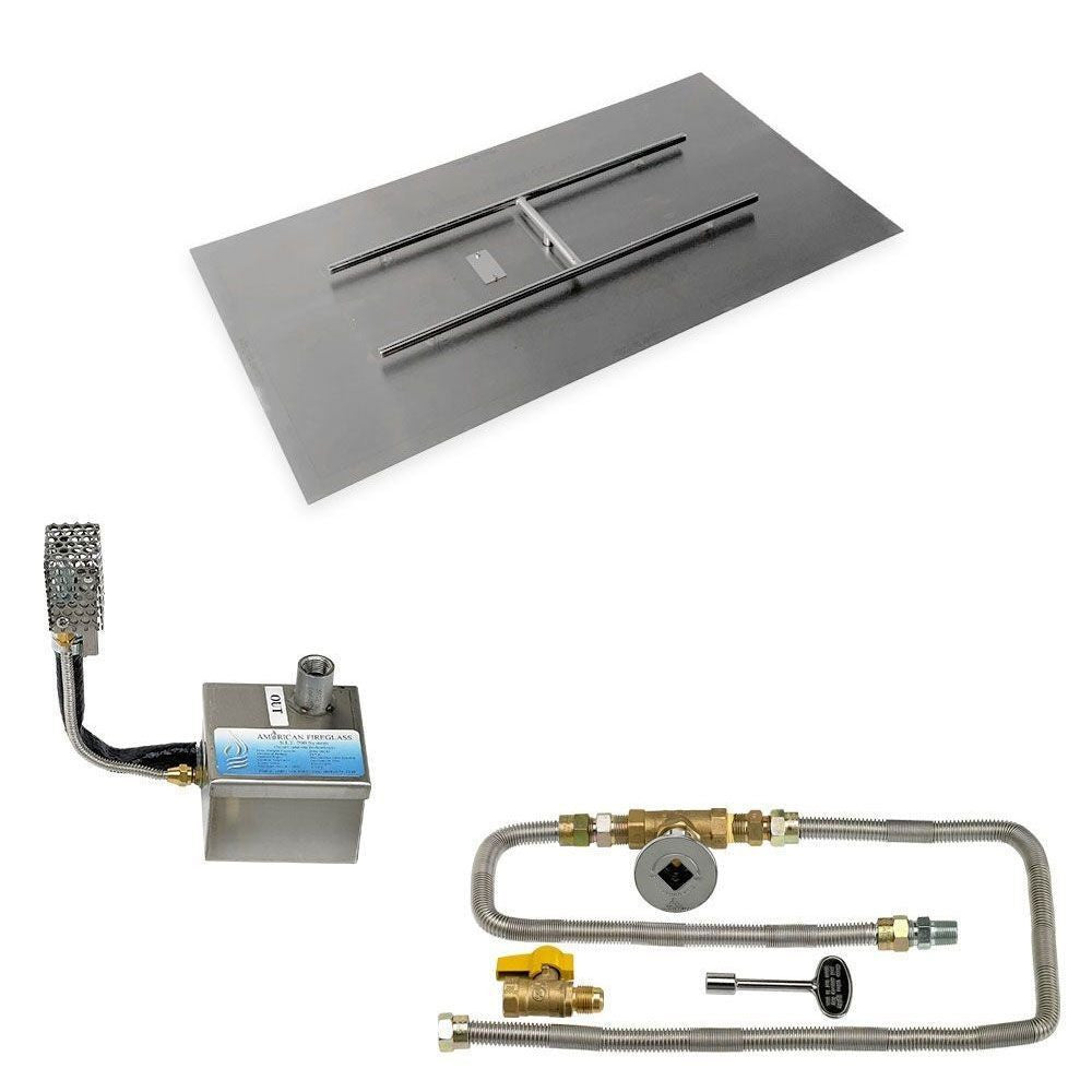 American Fire Glass 48" x 24" Rectangular Stainless Steel Flat Pan with AWEIS System - Natural Gas