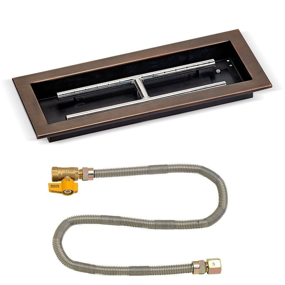 American Fire Glass OB-AFPPMKIT-Config Match Light Fire Pit Kits Oil Rubbed Bronze Rectangular Bowl Pans
