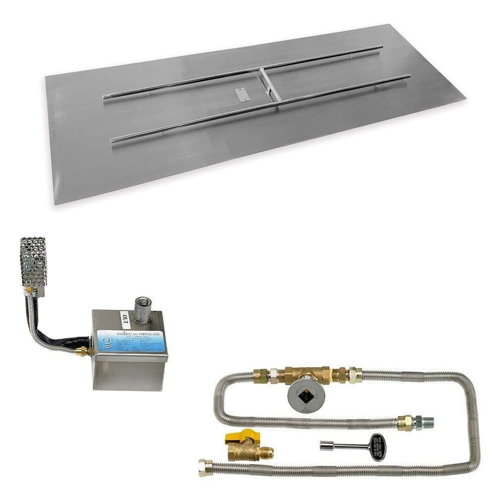 American Fire Glass 72" x 24" Rectangular Stainless Steel Flat Pan with AWEIS System - Natural Gas