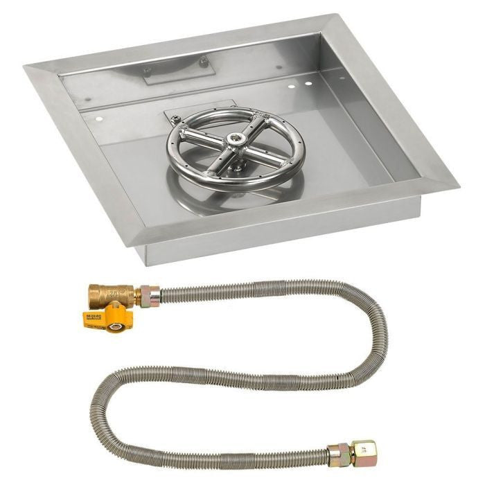 American Fire Glass Square Drop-in Fire Pit Burner Pan Match Light Kit