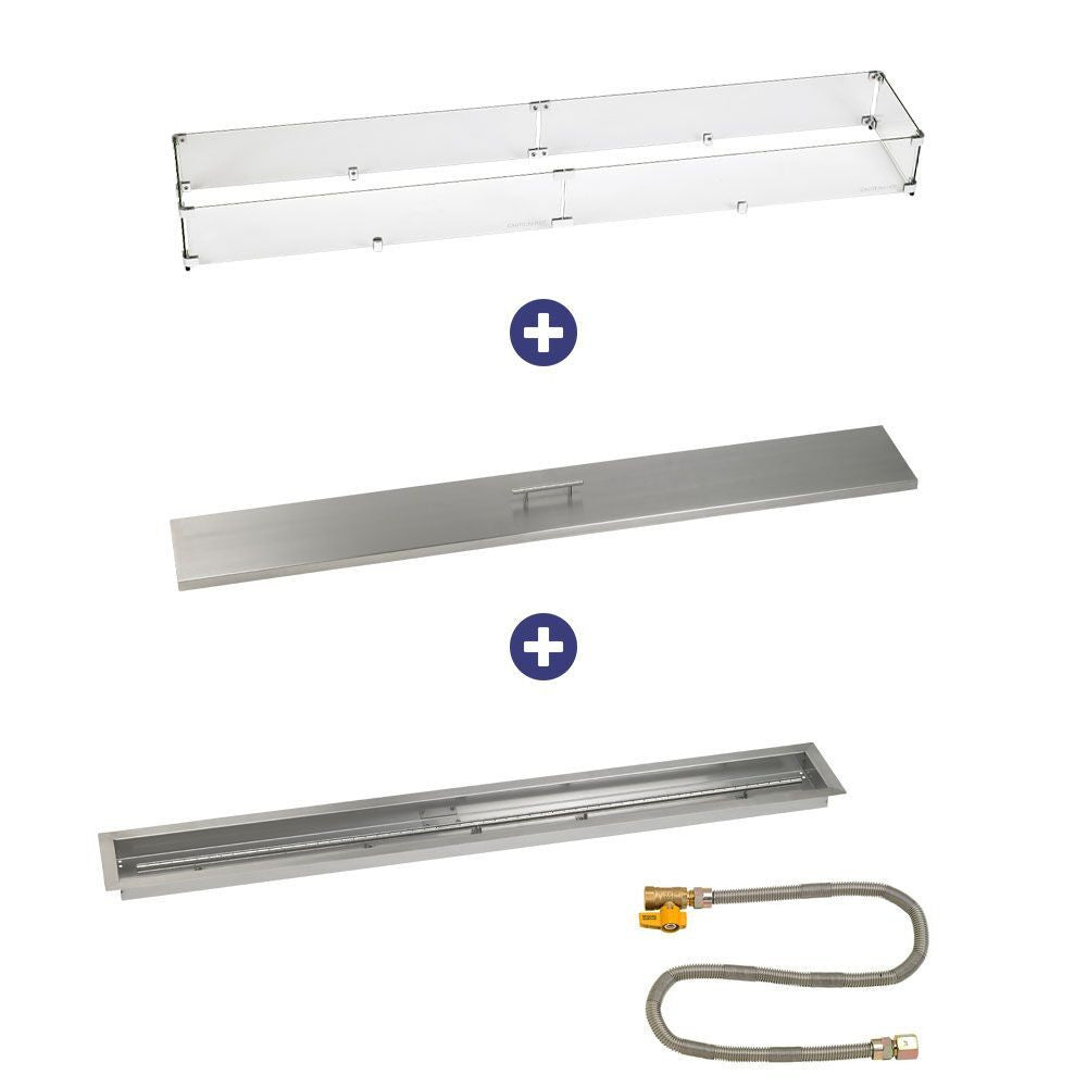 American Fire Glass 60" x 6" Linear Drop-In Pan with Match Light Kit - Bundle
