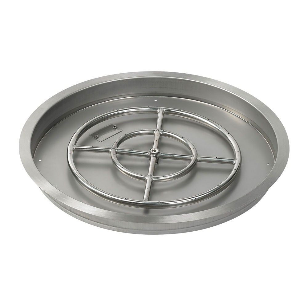 American Fire Glass 25" Round Drop-In Pan with Spark Ignition Kit (18" Fire Pit Ring) - Bundle