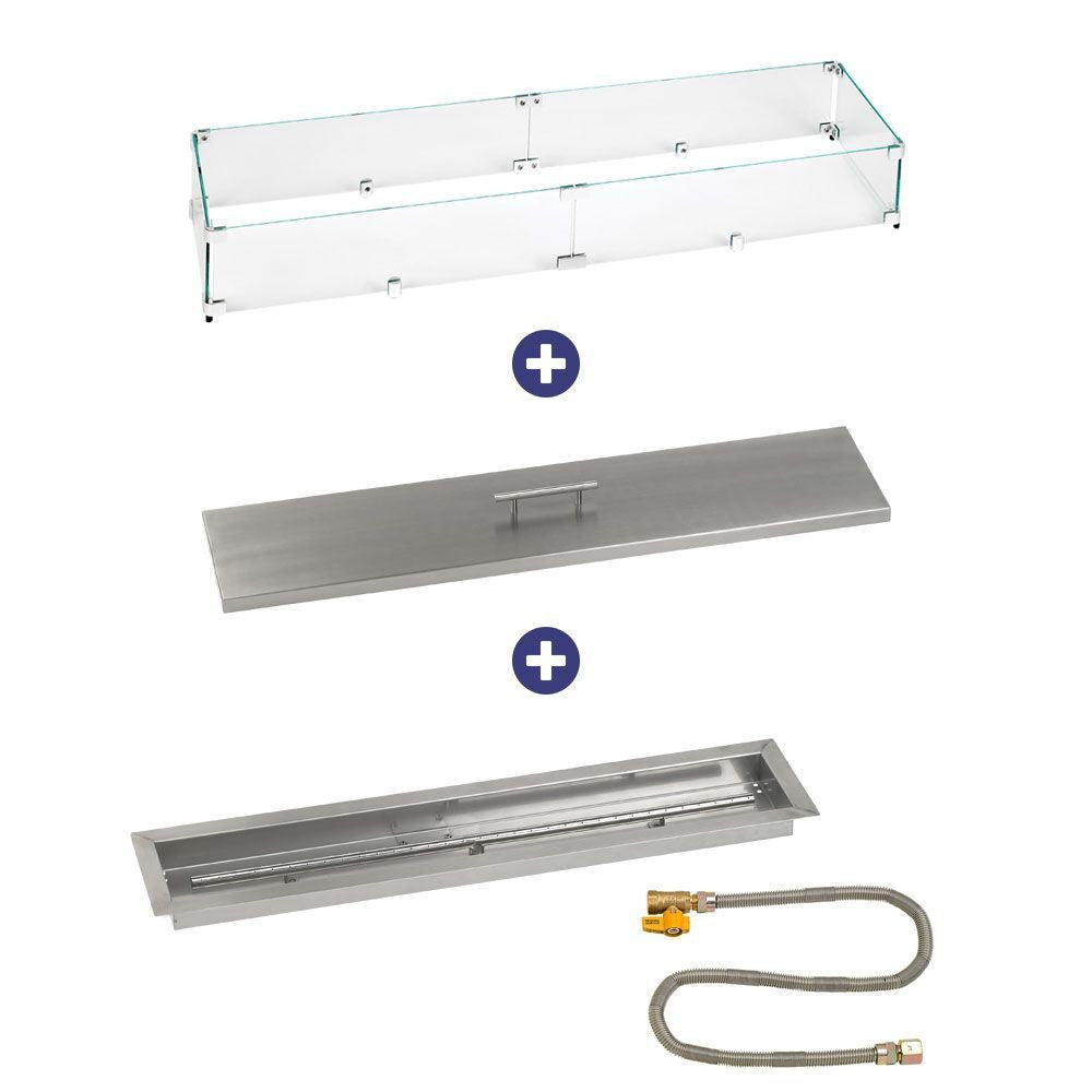 American Fire Glass 36" x 6" Linear Drop-In Pan with Match Light Kit - Bundle