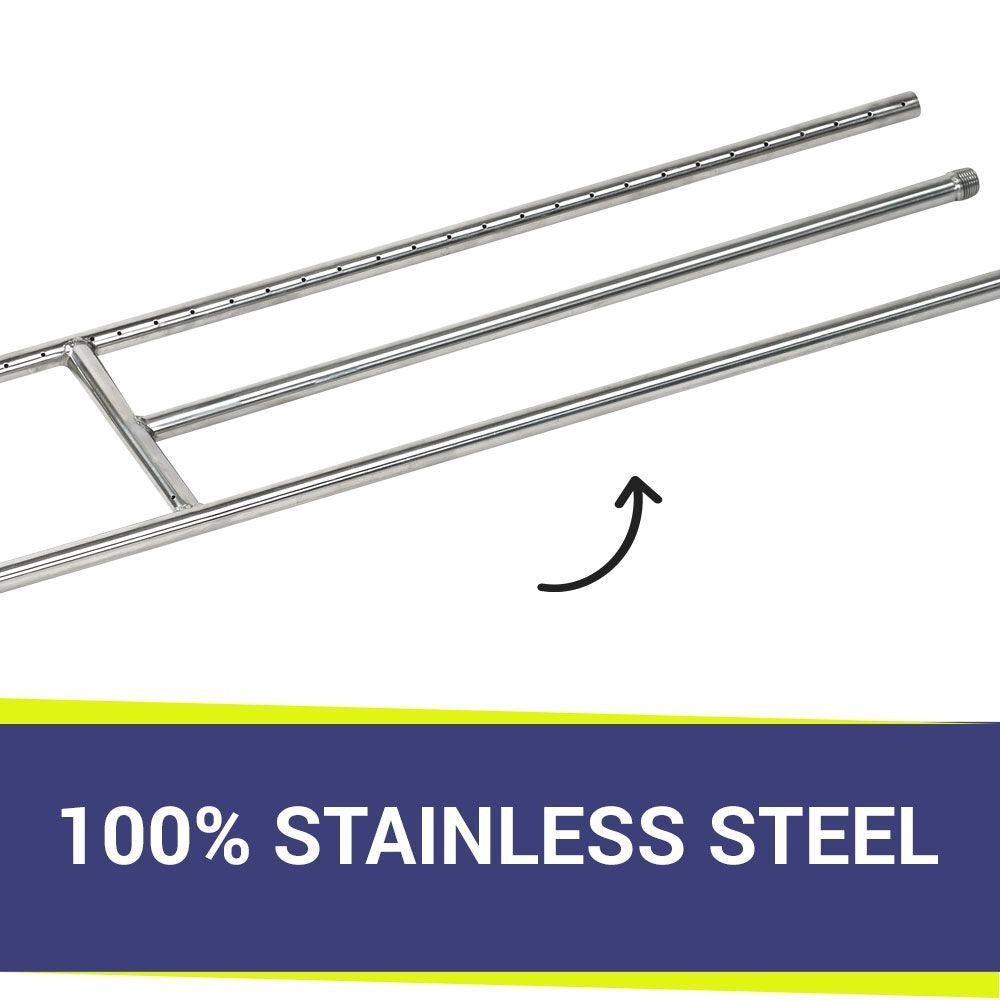 American FireGlass 48"x8" H-Style Stainess Steel Fireplace Burner