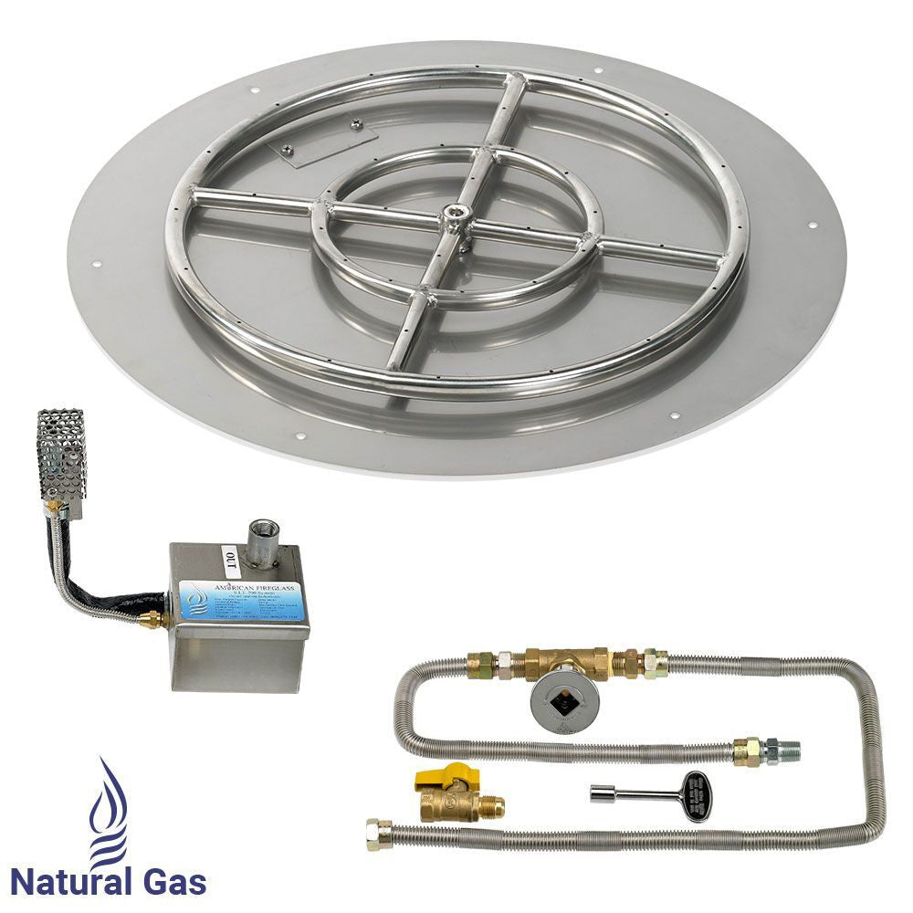 American Fire Glass 24" Round Stainless Steel Flat Pan with AWEIS System