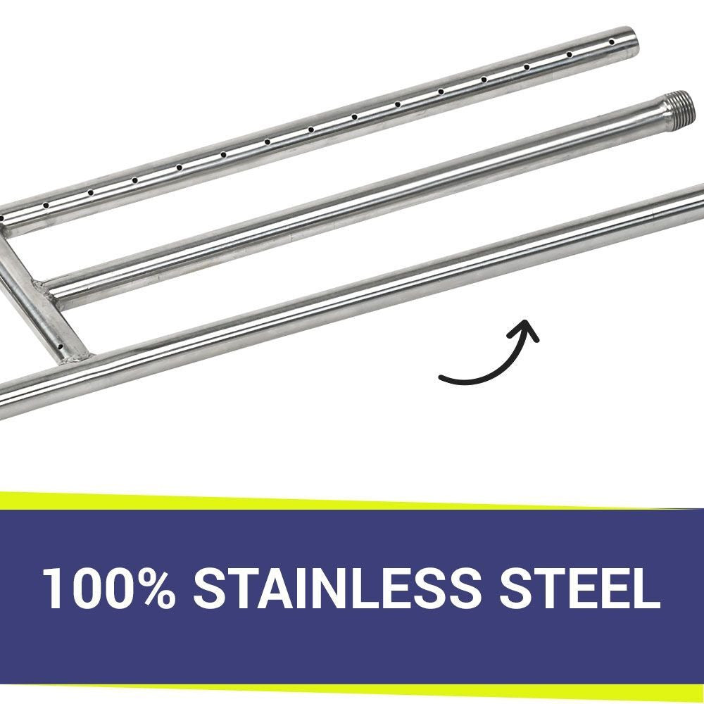 American FireGlass 30"x6" H-Style Stainless Steel Fireplace Burner