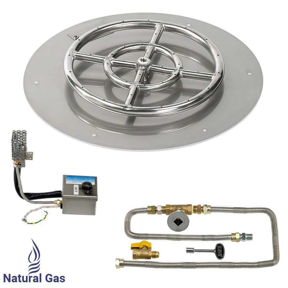 American Fire Glass 18" Round Stainless Steel Flat Pan with AWEIS System