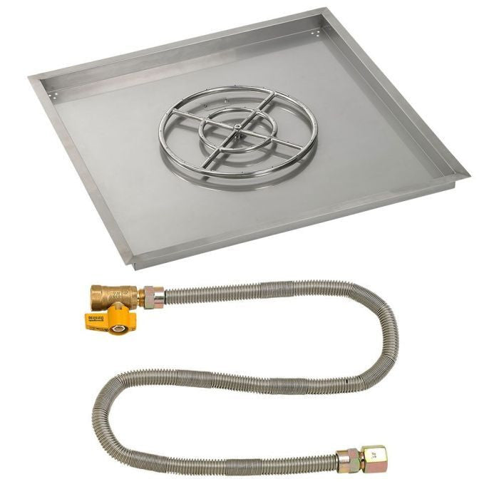 American Fire Glass Square Drop-in Fire Pit Burner Pan Match Light Kit SS-SQPMKIT36