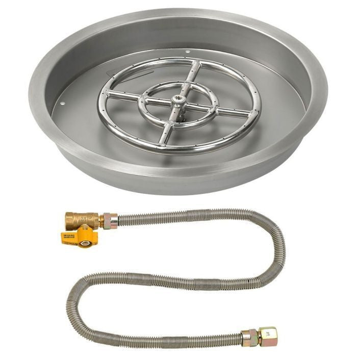 American Fire Glass Round Drop-in Fire Pit Burner Pan Match Light Kit