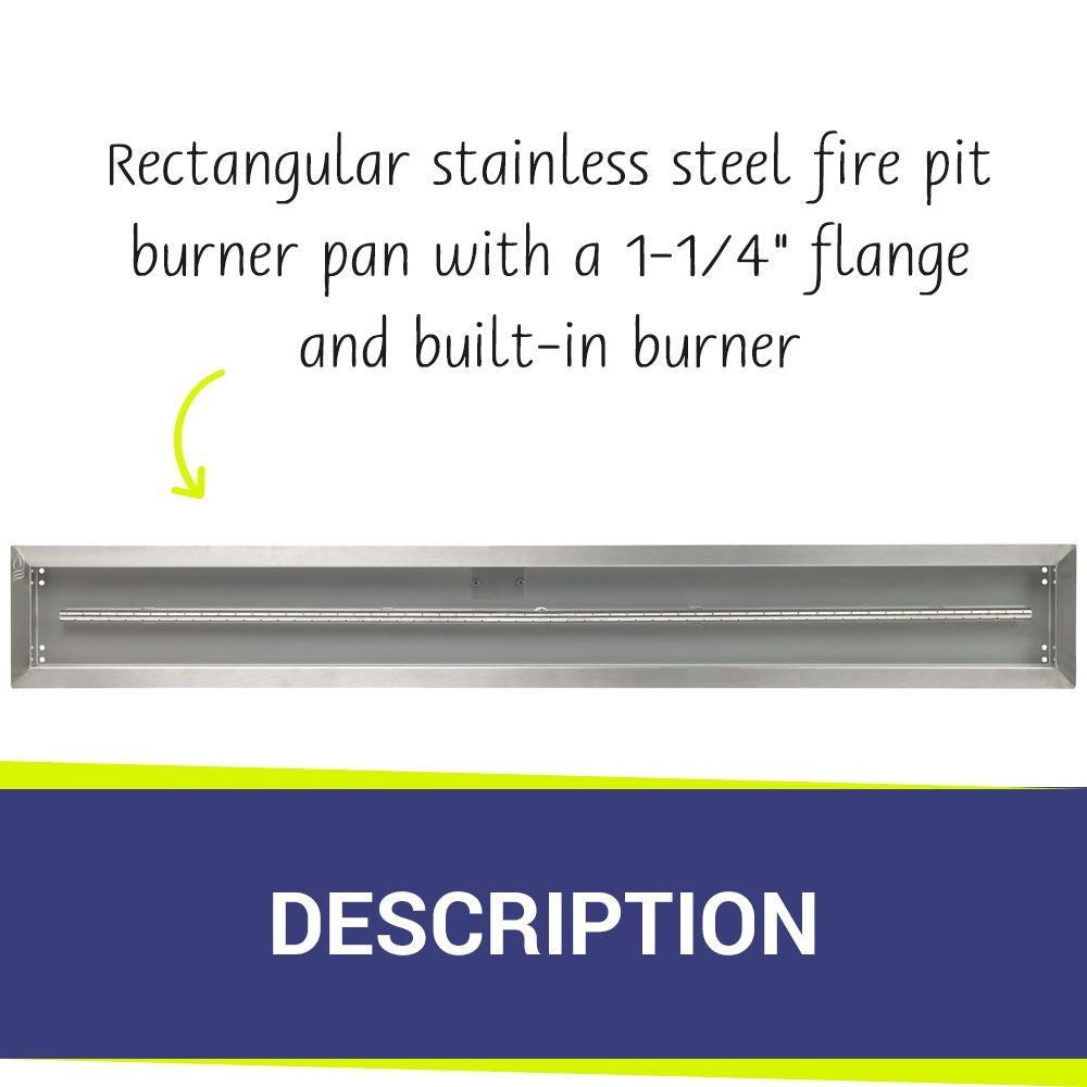American Fire Glass Stainless Steel Linear Drop-in Fire Pit Burner Pan - SS-LCB-60