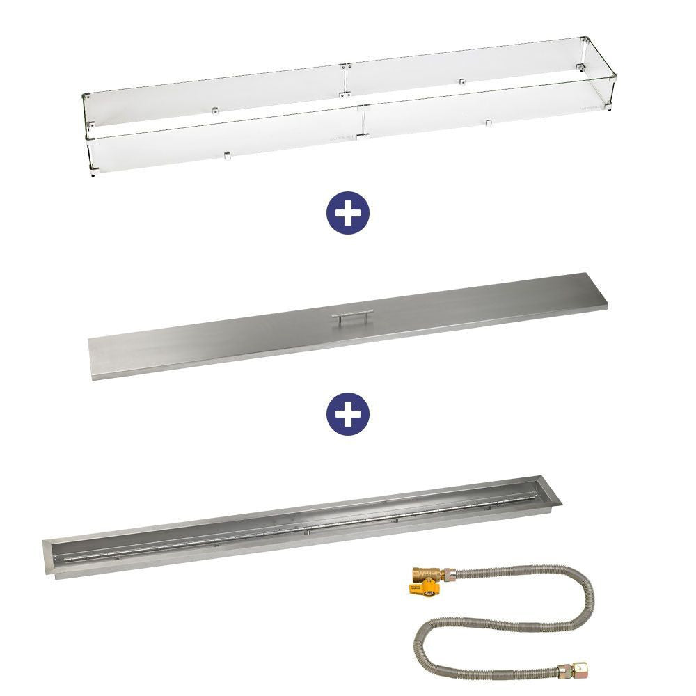 American Fire Glass 72" x 6" Linear Drop-In Pan with Match Light Kit - Bundle