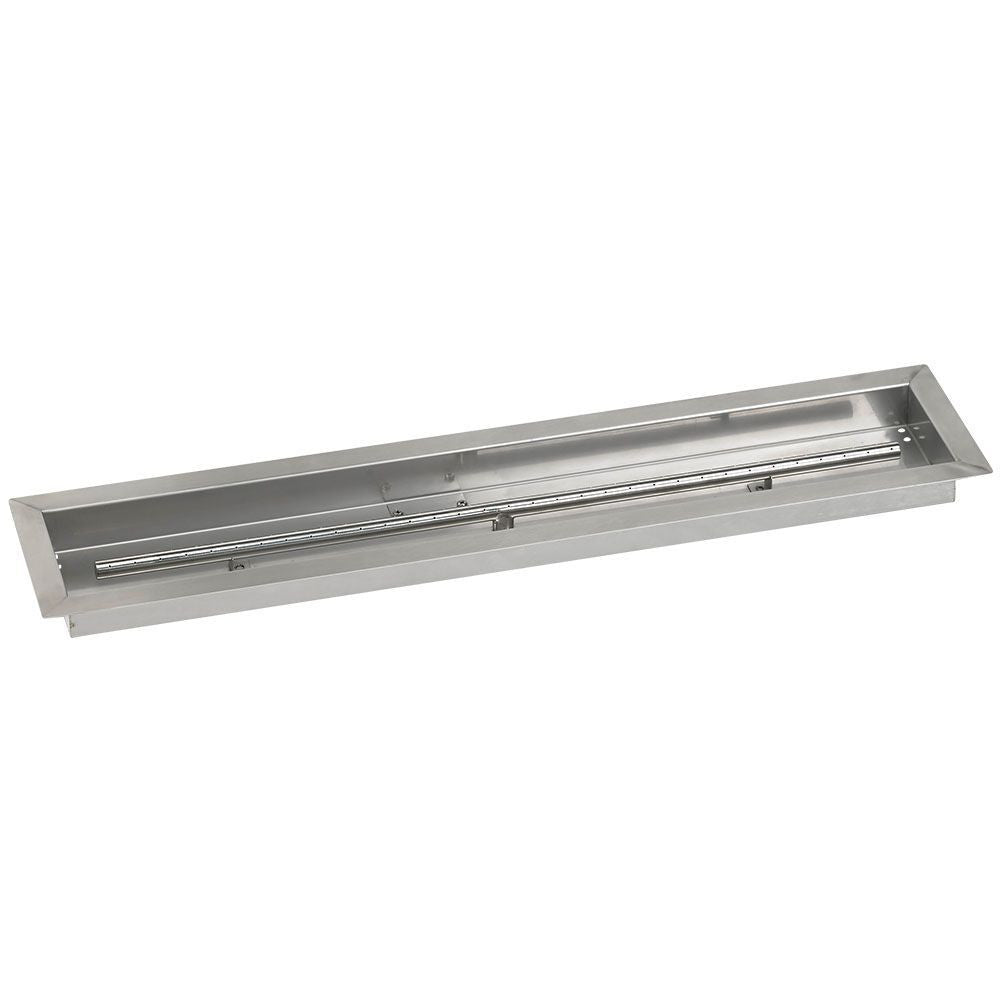 American Fire Glass Stainless Steel Linear Drop-in Fire Pit Burner Pan - SS-LCB-36