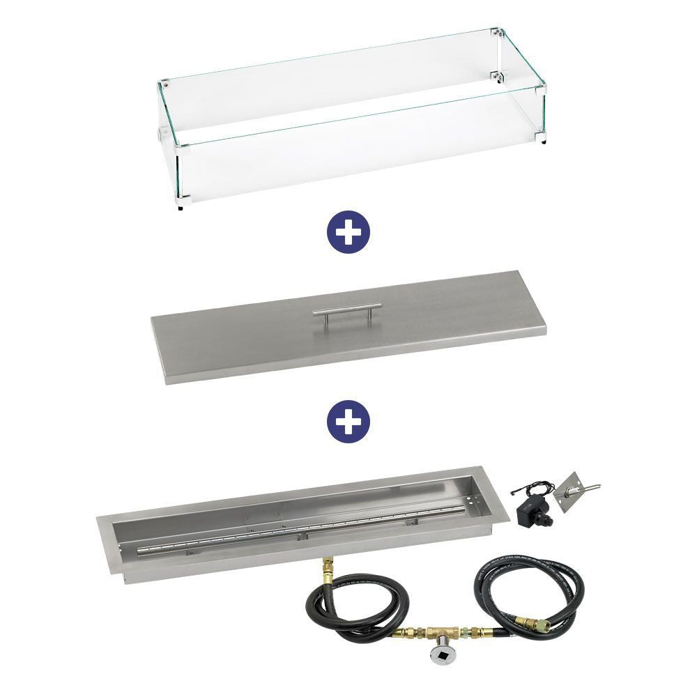 American Fire Glass 30" x 6" Linear Channel Drop-In Pan with Spark Ignition Kit - Bundle