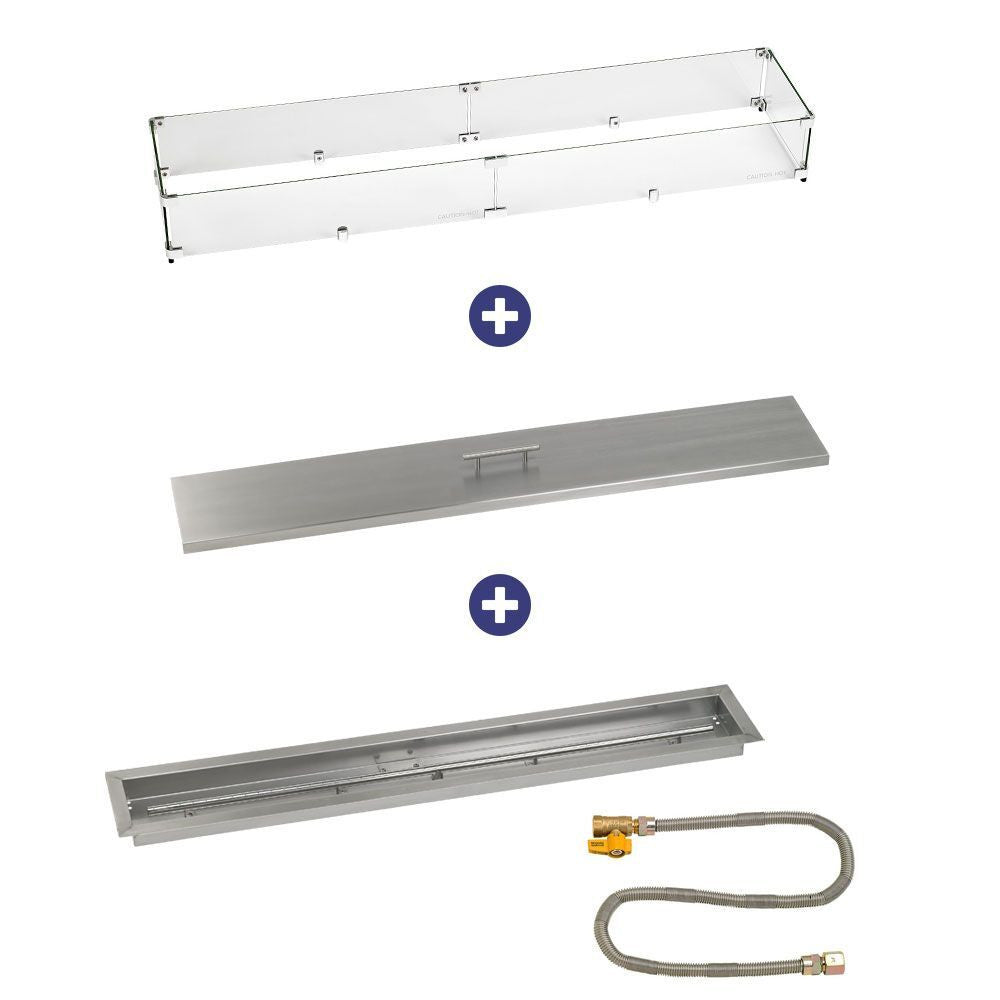 American Fire Glass 48" x 6" Linear Drop-In Pan with Match Light Kit -  Bundle