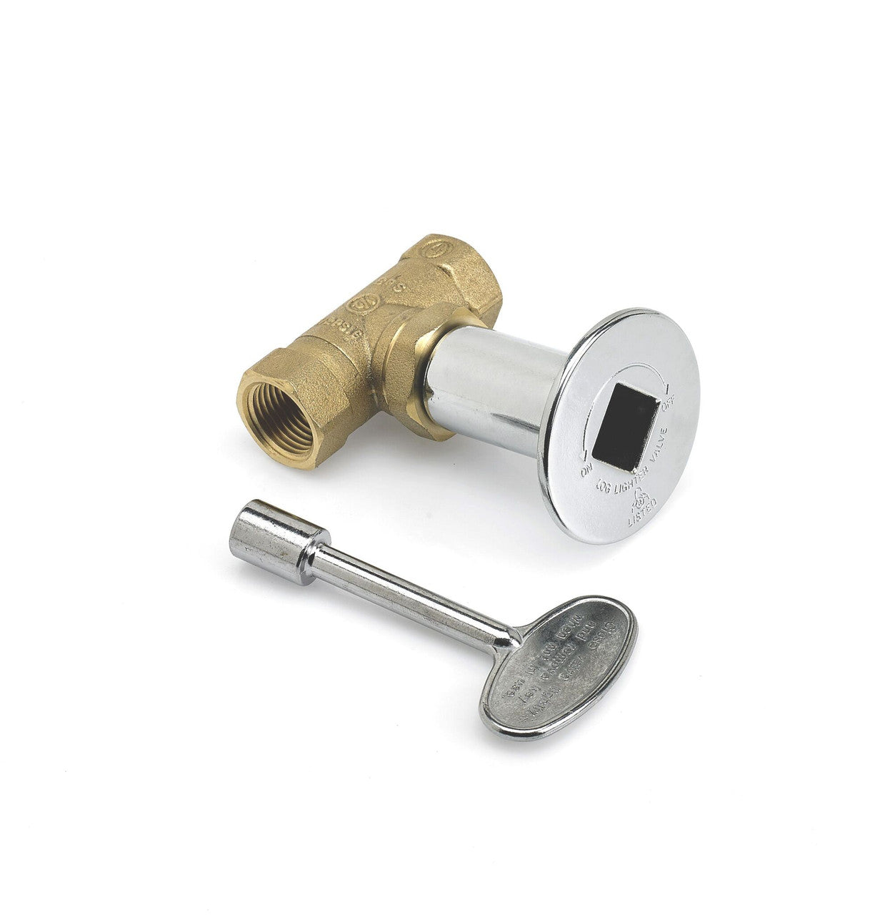 American Fire glass  1/2" Straight Key Valve w/ Chrome Plated Cover and Key