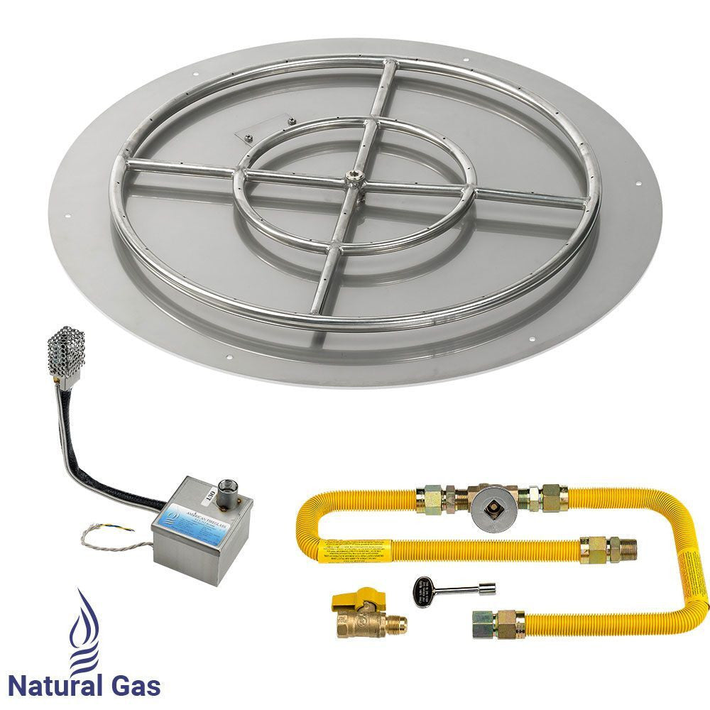 American Fire Glass 30" Round Stainless Steel Flat Pan with AWEIS System 24" Ring