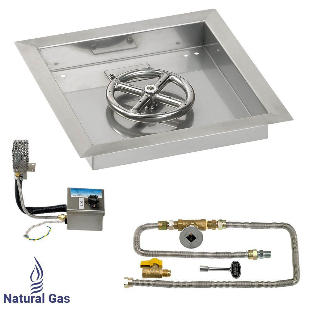 American Fire Glass 12" Square Stainless Steel Drop-In Pan with AWEIS System