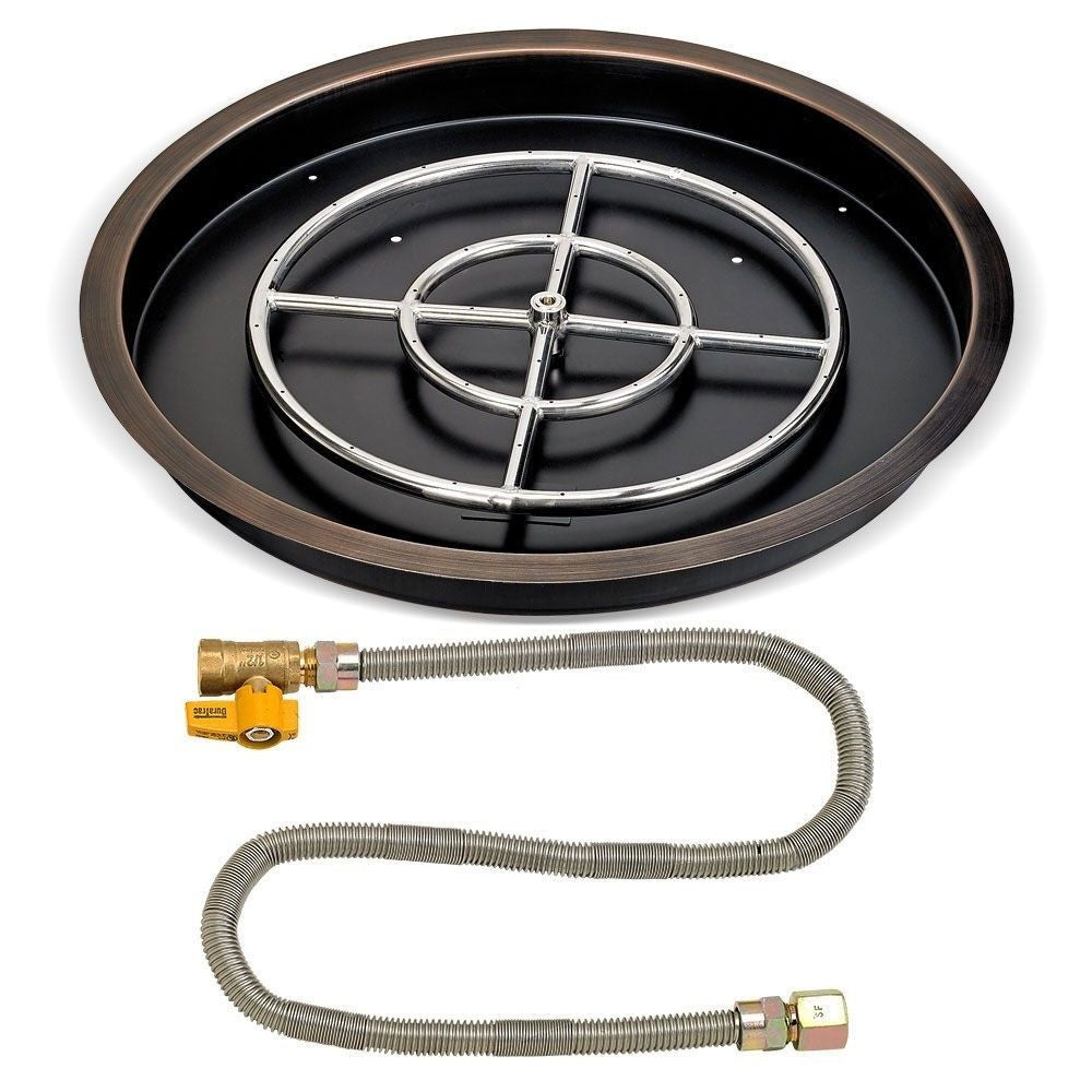 American Fire Glass OB-RSPMKIT-Config Match Light Fire Pit Kits Oil Rubbed Bronze Round Bowl Pan