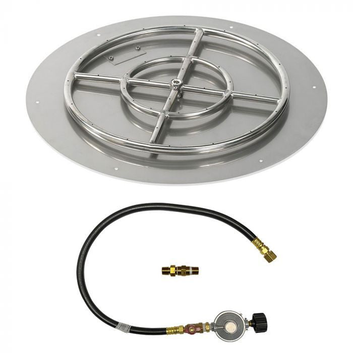 American Fire Glass Round Flat Fire Pit Burner Pan Match Light Kit SS-RFPMKIT