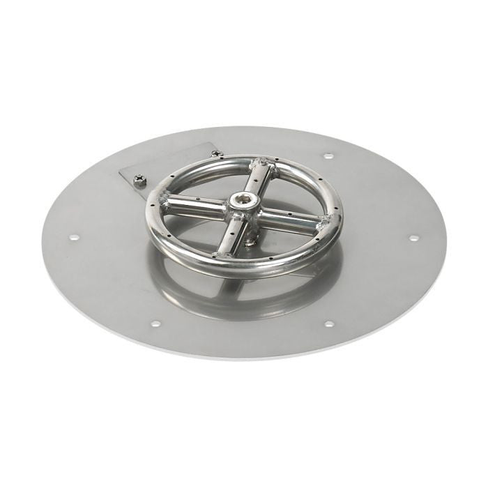 American Fire Glass Round Flat Fire Pit Burner Pan Match Light Kit