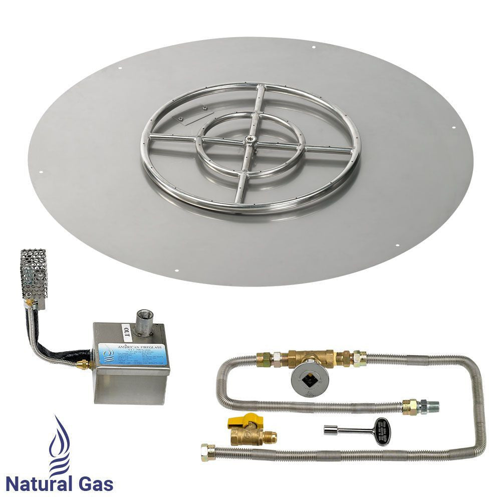 American Fire Glass 36" Round Stainless Steel Flat Pan with AWEIS System