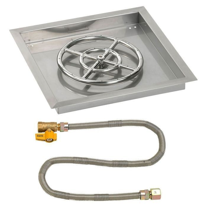 American Fire Glass Square Drop-in Fire Pit Burner Pan Match Light