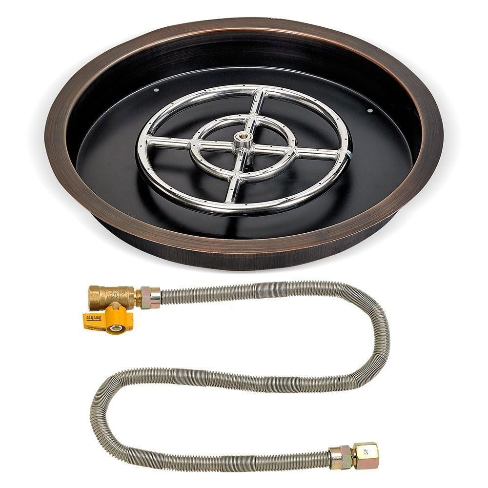 American Fire Glass OB-RSPMKIT-Config Match Light Fire Pit Kits Oil Rubbed Bronze Round Bowl Pans