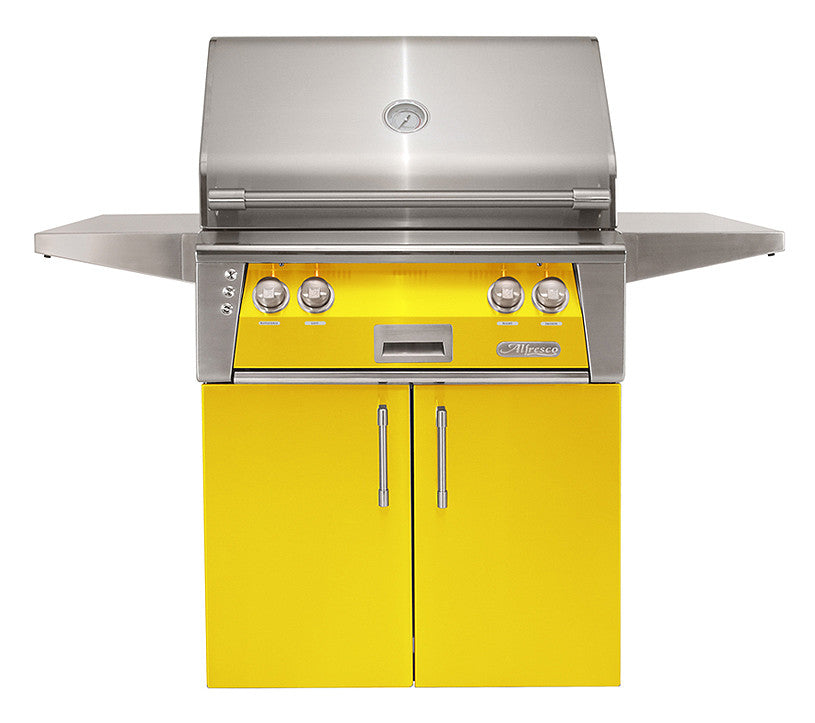 Alfresco - 30" ALXE Luxury Grill On Cart - Freestanding - Traffic Yellow
