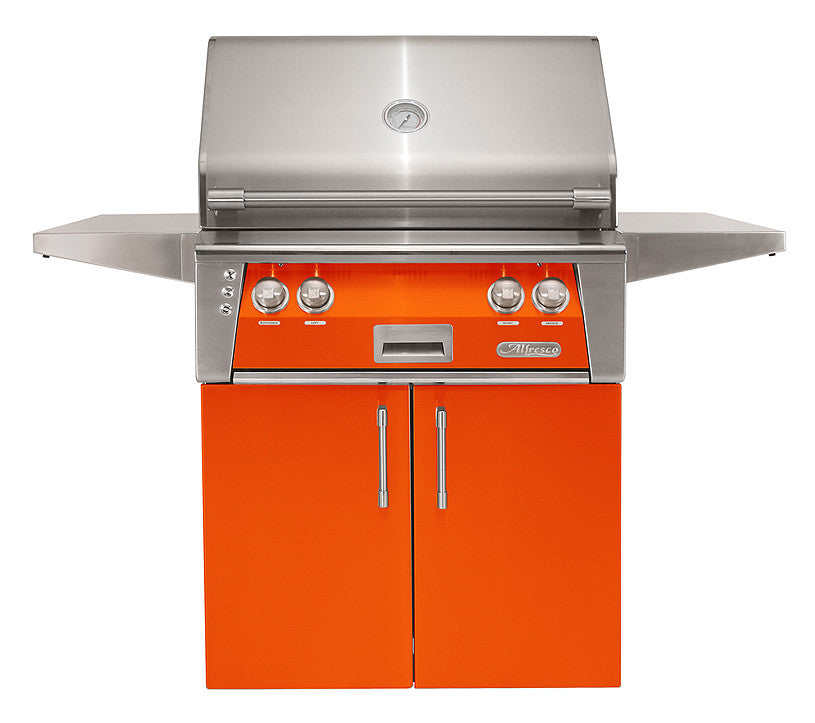 Alfresco - 30" ALXE Luxury Grill On Cart - Freestanding - Luminous Orange