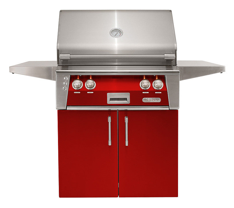 Alfresco - 30" ALXE Luxury Grill On Cart - Freestanding - Carmine Red