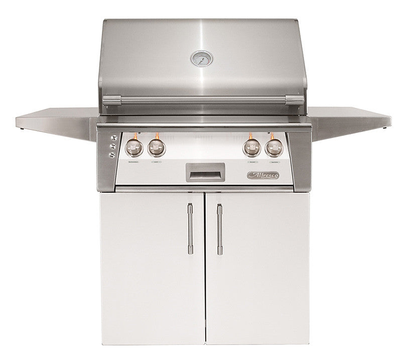 Alfresco - 30" ALXE Luxury Grill On Cart - Freestanding - Signal White
