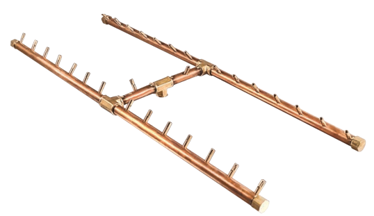 Crossfire 300K BTU H-Style Brass Burner - CFBH300 - Rectangular Opening