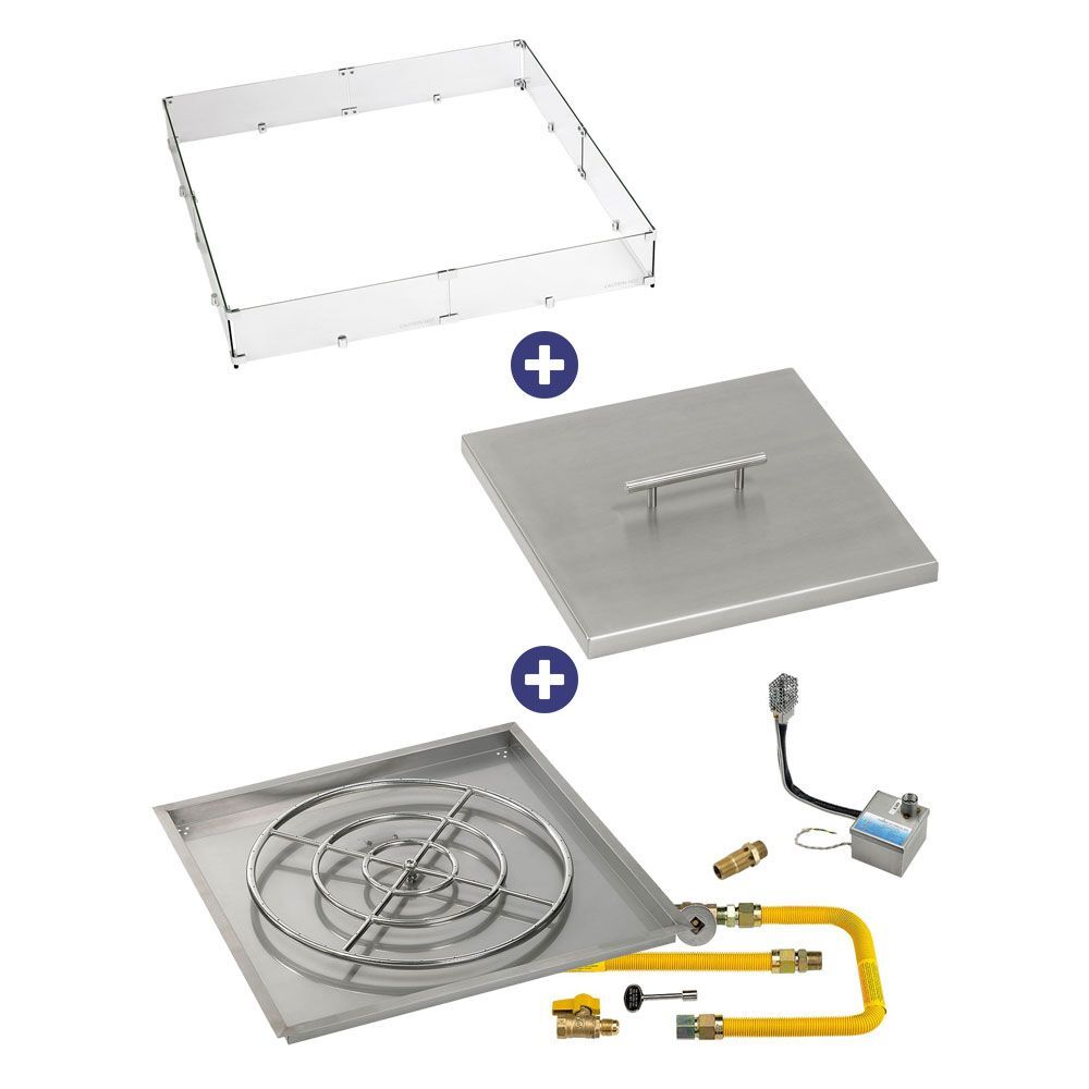 American Fire Glass 36" Square Drop-In Pan with High-Capacity AWEIS System (30 Ring)