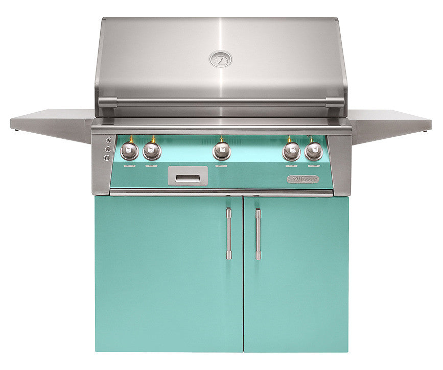 Alfresco - 36" ALXE Luxury Grill  On Cart - Freestanding - Light Green