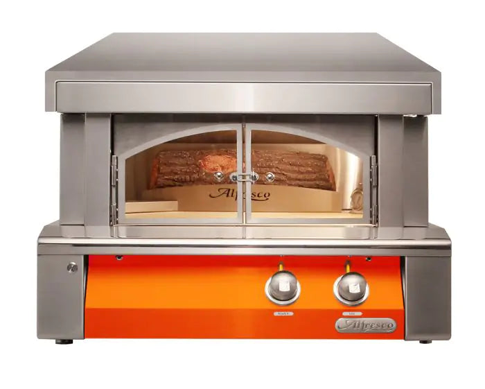Alfresco 30-Inch Built-in Outdoor Pizza Oven Plus Luminous Orange-Gloss