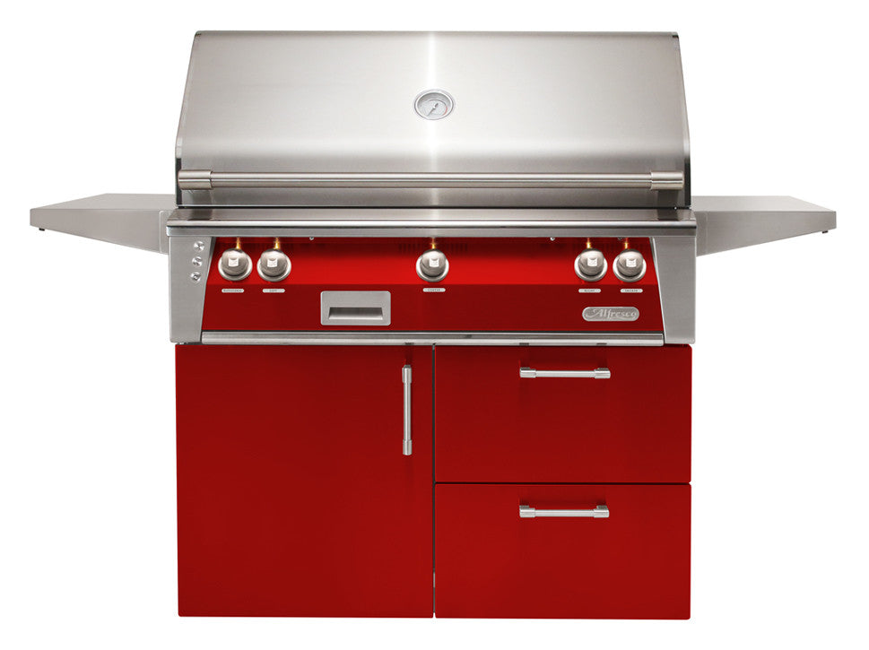 Alfresco - 42" ALXE Luxury Grill - Deluxe Cart - Carmine Red