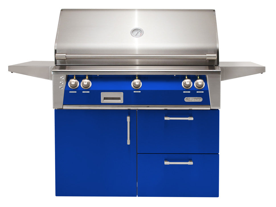 Alfresco - 42" ALXE Luxury Grill - Deluxe Cart - Ultramarine Blue