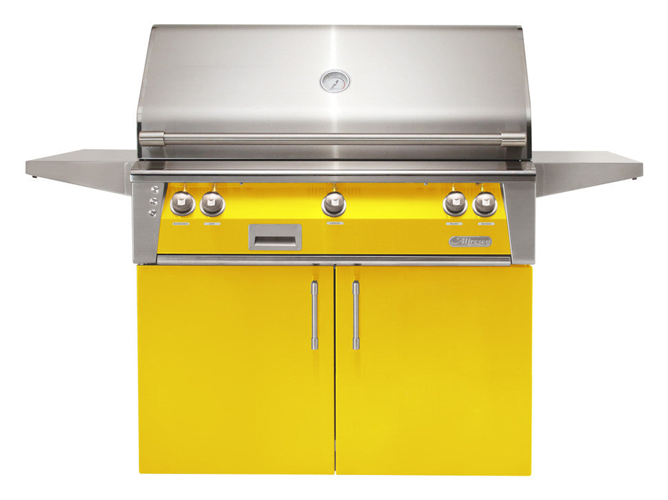 Alfresco - 42" ALXE Luxury Grill On Cart - Freestanding - Traffic Yellow