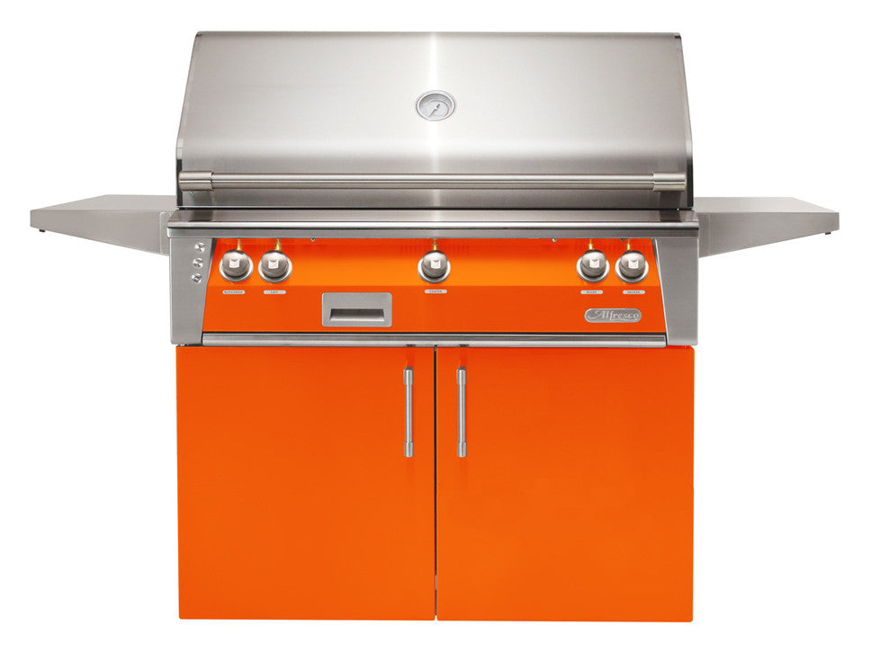 Alfresco - 42" ALXE Luxury Grill On Cart - Freestanding - Luminous Orange