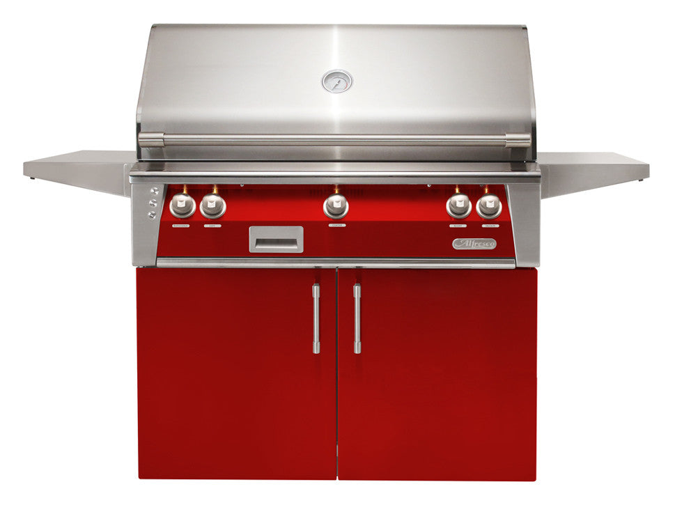 Alfresco - 42" ALXE Luxury Grill On Cart - Freestanding - Carmine Red