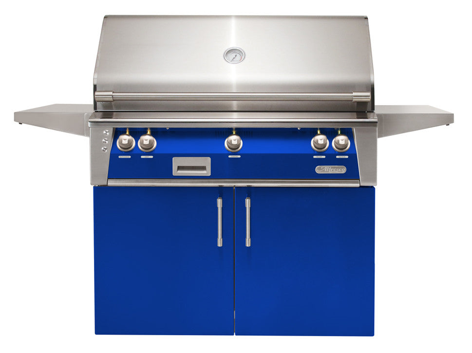 Alfresco - 42" ALXE Luxury Grill On Cart - Freestanding - Ultramarine Blue