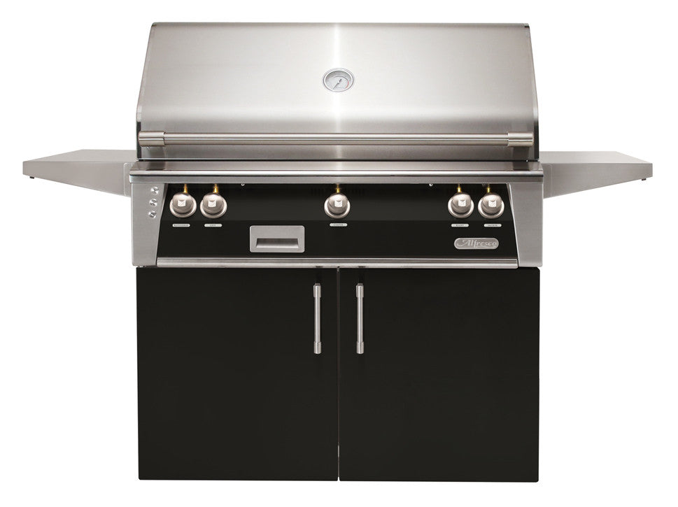 Alfresco - 42" ALXE Luxury Grill On Cart - Freestanding - Jet Black