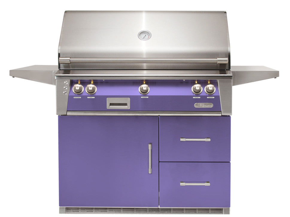 Alfresco - 42" ALXE Luxury Grill On Refrigerated Cart - Blue Lilac