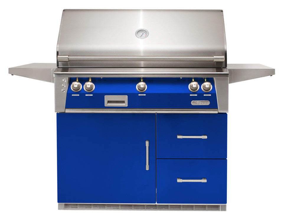 Alfresco - 42" ALXE Luxury Grill On Refrigerated Cart - Ultramarine Blue