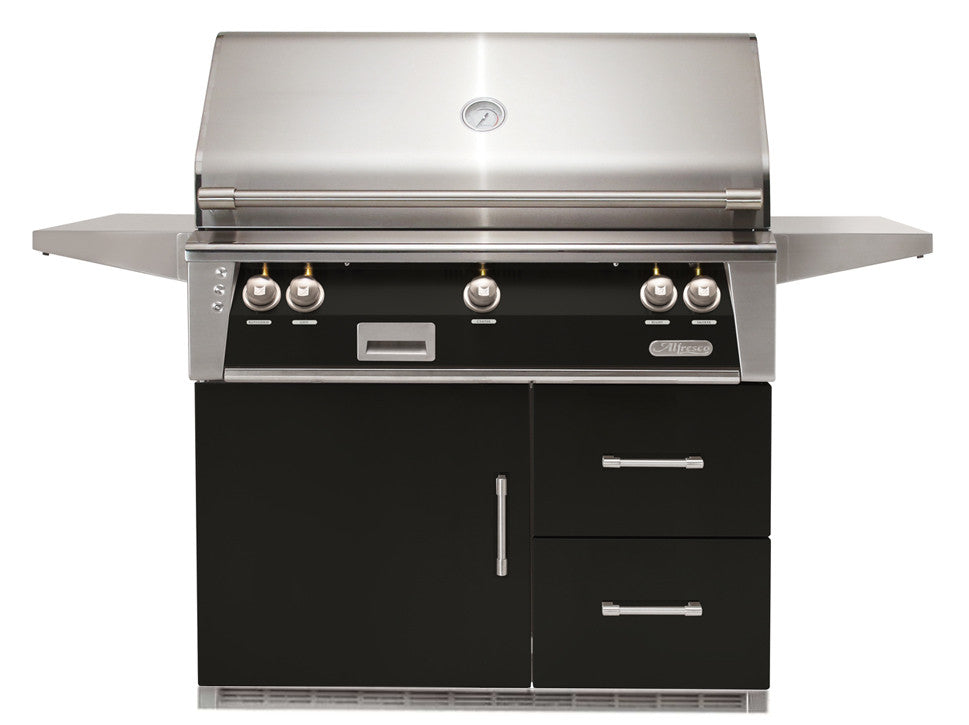 Alfresco - 42" ALXE Luxury Grill On Refrigerated Cart - Jet Black