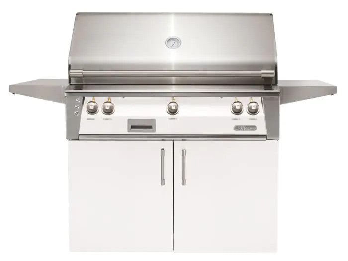Alfresco Luxury 42" Signal White Matte Standard Liquid Propane Grill and Cart - 3 Burner