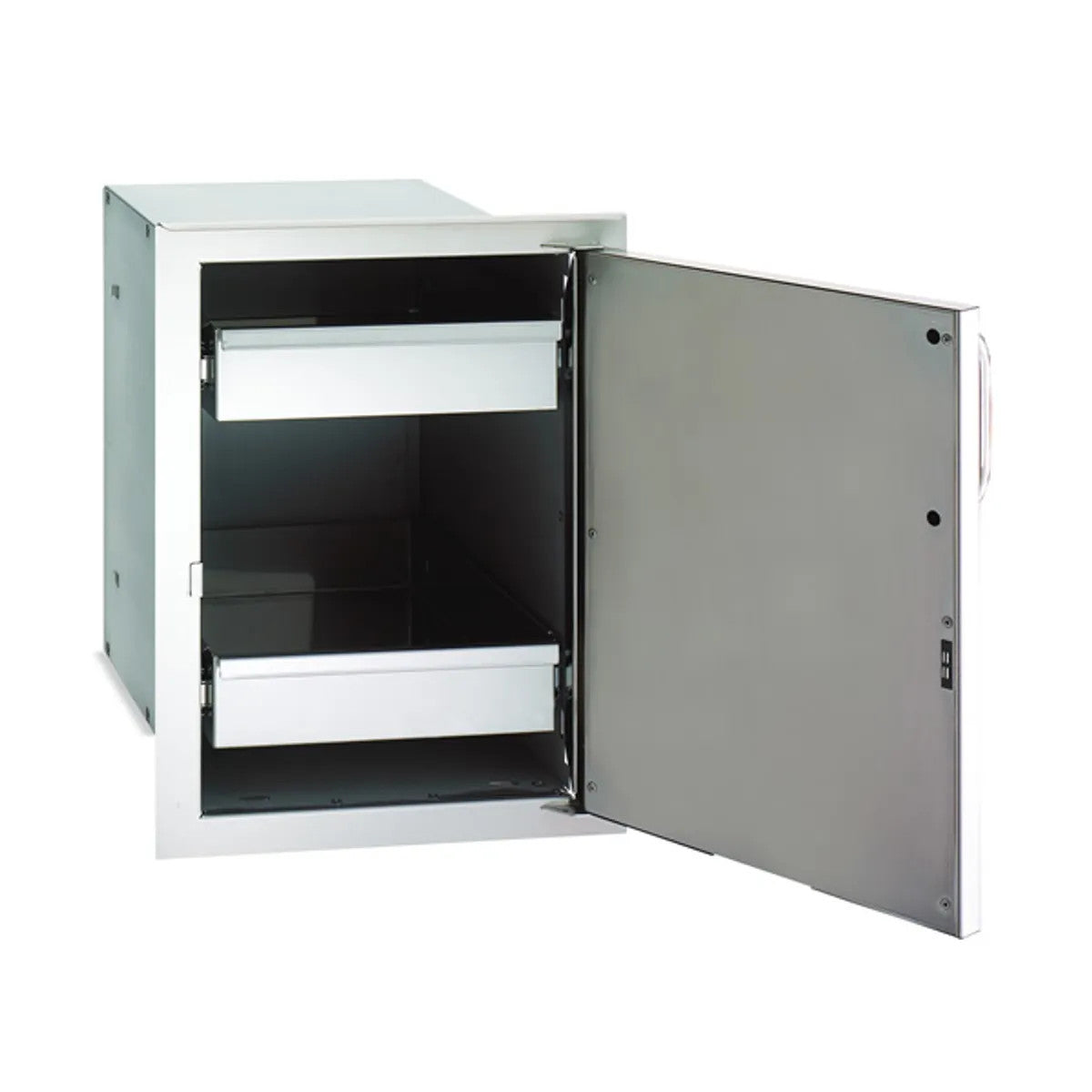Fire Magic - Premium Flush, Soft Close | Single Door with Dual Drawers - Opened