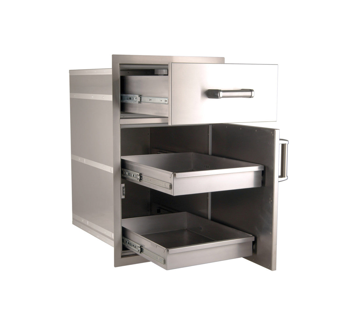 Fire Magic - Premium Flush, Soft Close | Large Pantry Door & Drawer Combo - Opened